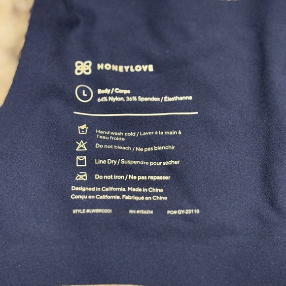 NWT HoneyLove Womens Silhouette Wireless Bonded Support Bra Sz L 38 B/C Black - Picture 12 of 12